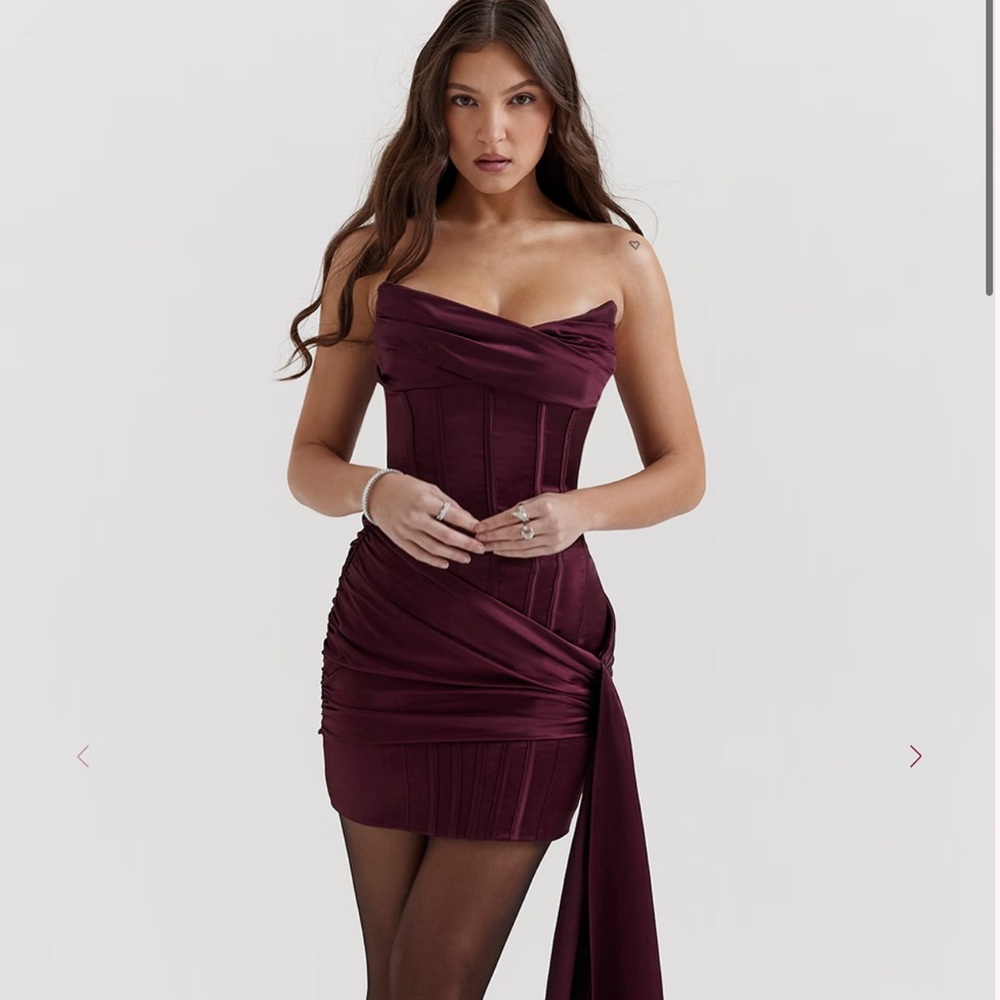 House of CB Loubella Mulberry Strapless Corset Dress
